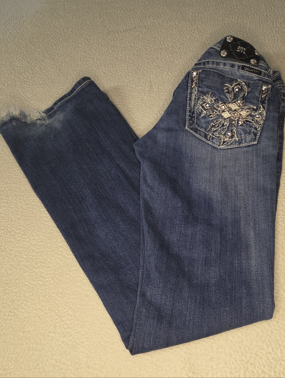 Miss Me Women's Embellished Dark Blue Denim Jeans Size 28